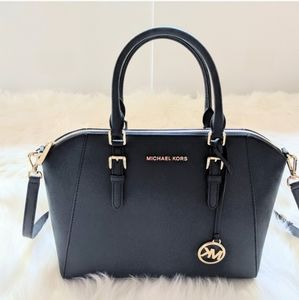 🔥🔥🔥Micha Kors Ciara Lg Tz Satchel Leather Black